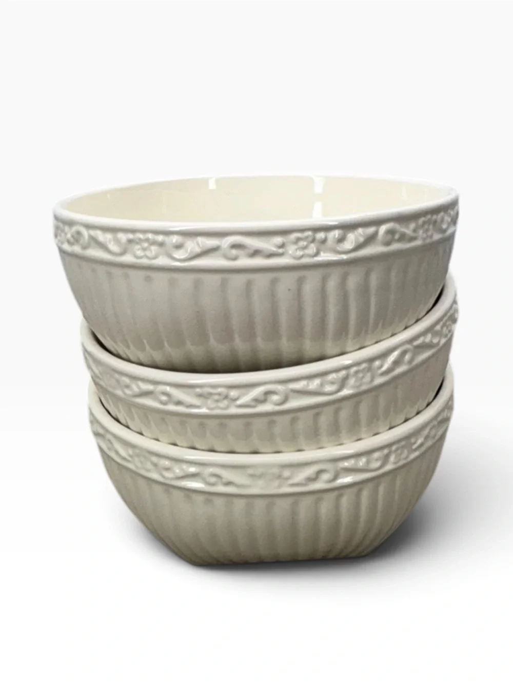 Mikasa White Glazed Ceramic Nesting Serving Bowls - Set of 3